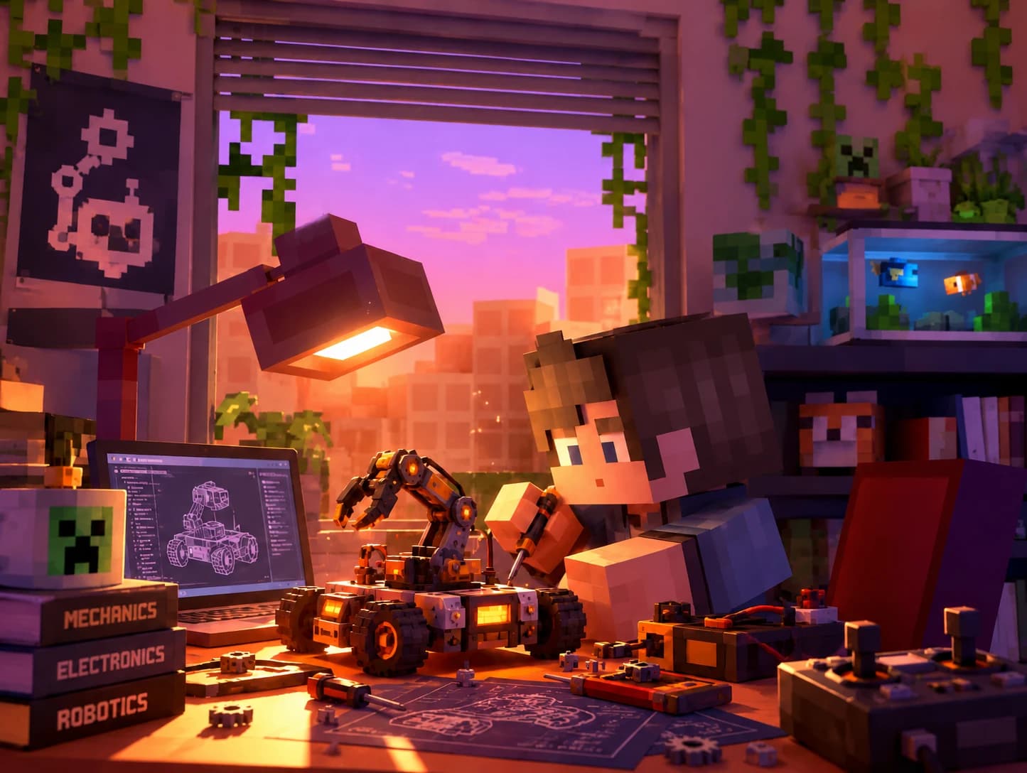 Minecraft Coder at Desk